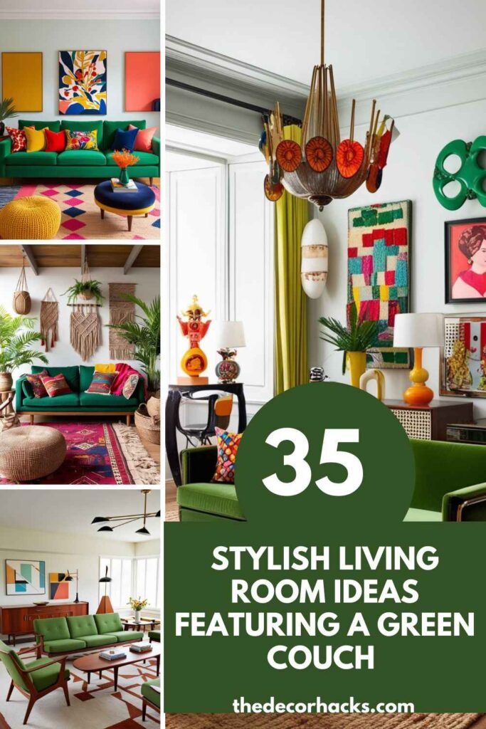 Living Room Ideas Featuring a Green Couch